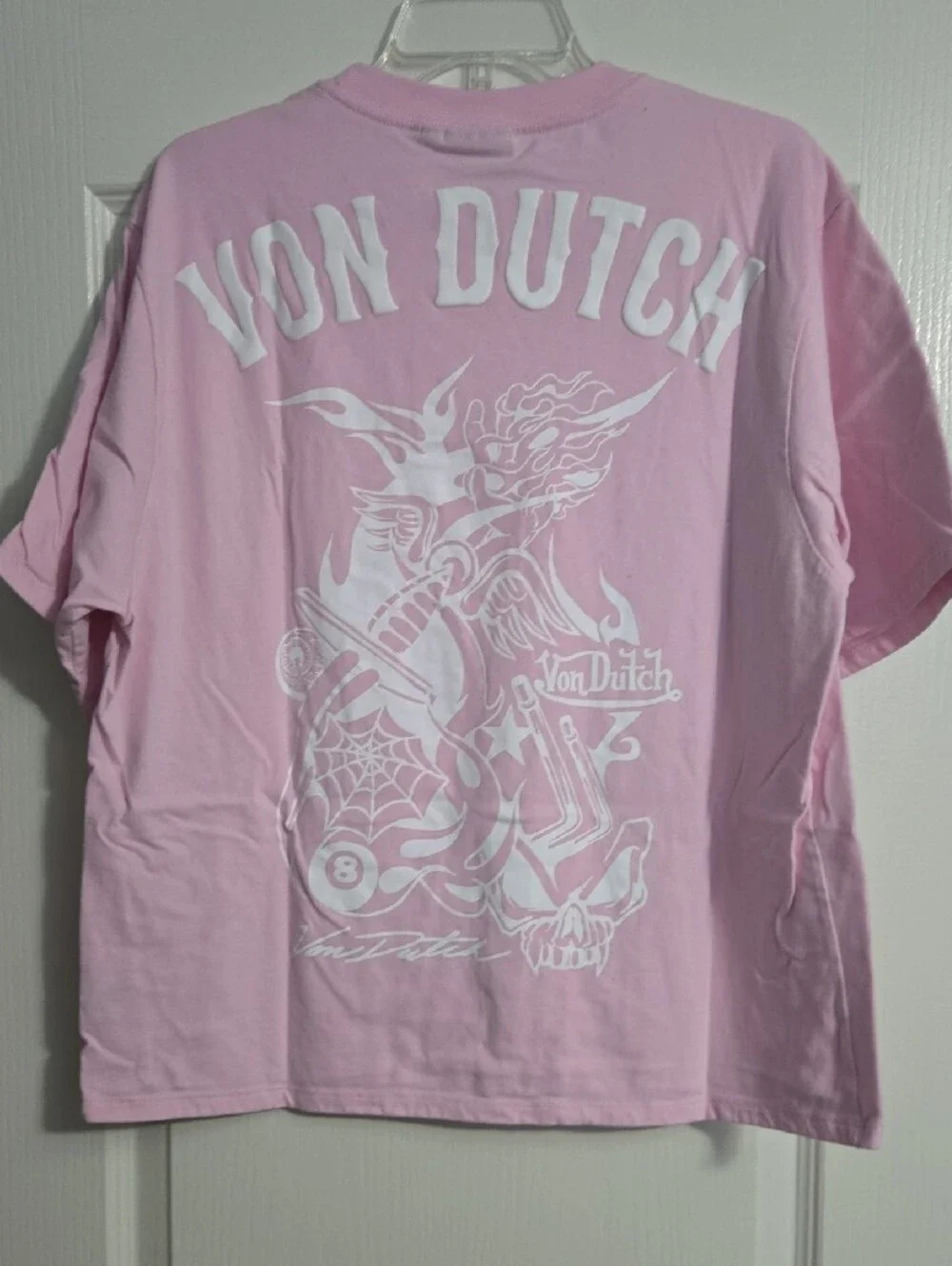Von Dutch Mens Light Pink Logo Tee - Picture 2 of 4